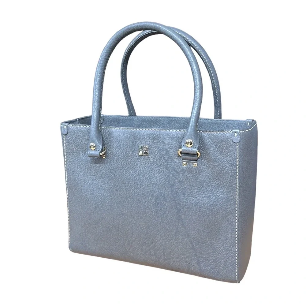 KATE SPADE Quinn Tarrytown Gray Marbled Leather Tote Purse Handbag 11.25